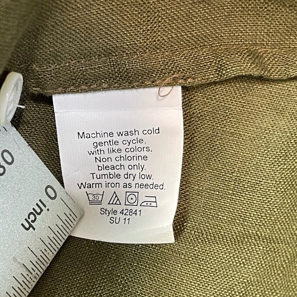 J. Crew Olive Green 100% Linen Women’s Shirt Button Down Size 0 Long Sleeve - Picture 12 of 12